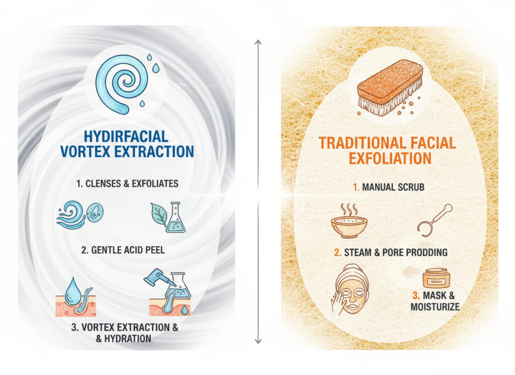 Hydrafacial vs traditional facial
